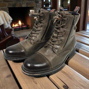 Testosterone Leather Cap Toe Logger Boots Brown Men Size 11